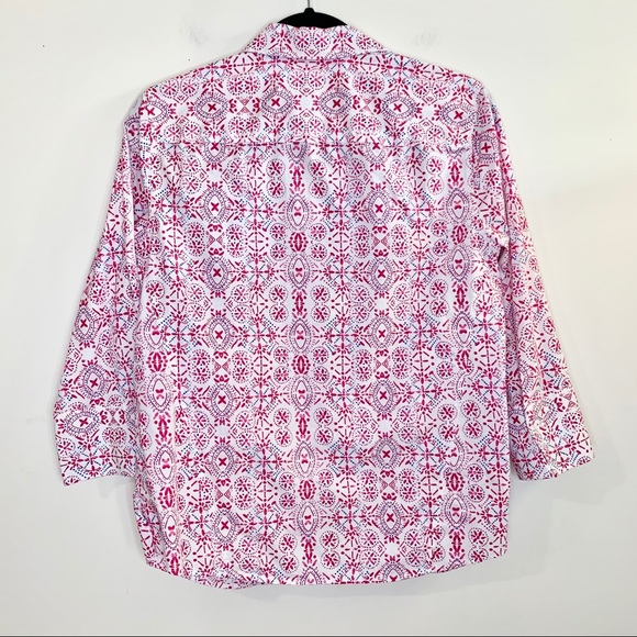 FOXCROFT Pink & Blue Easy Care Button Down Shirt - Picture 7 of 12